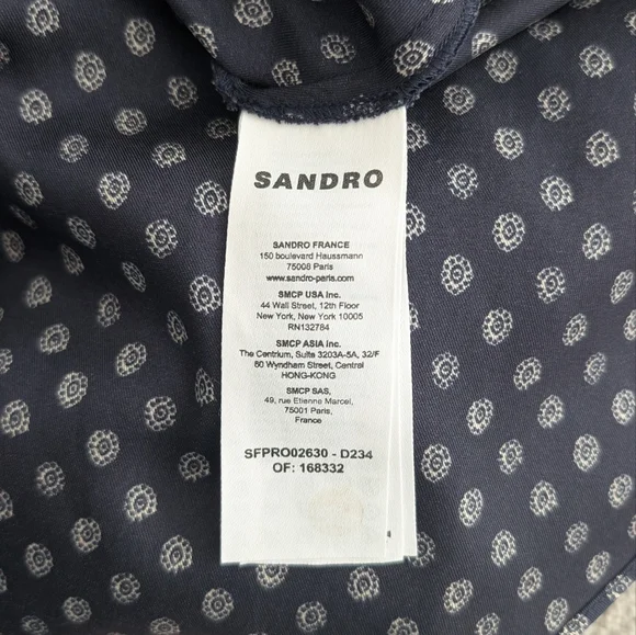 Sandro Midnight Blue Patterned Long Sleeve Dress - Picture 10 of 11